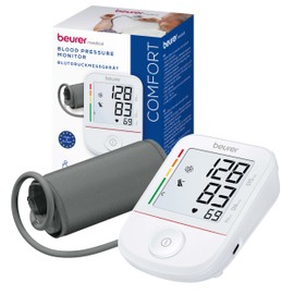 Beurer BM 38 Upper Arm Blood Pressure Monitor, Easy to Use with a Single Button, Accurate Measurement by Rest Indicator, Arrhythmia Detection, XL Display, Cuff for 22-42 cm