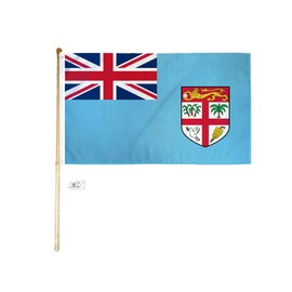 JumpingLight 5 Wood Flag Pole Kit Wall Mount Bracket with 3x5 Fiji Country Polyester Flag - Quality Flags