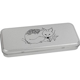 Azeeda 'Curled Up Fox' Metal Hinged Stationery Tin/Storage Box (TT00031463)