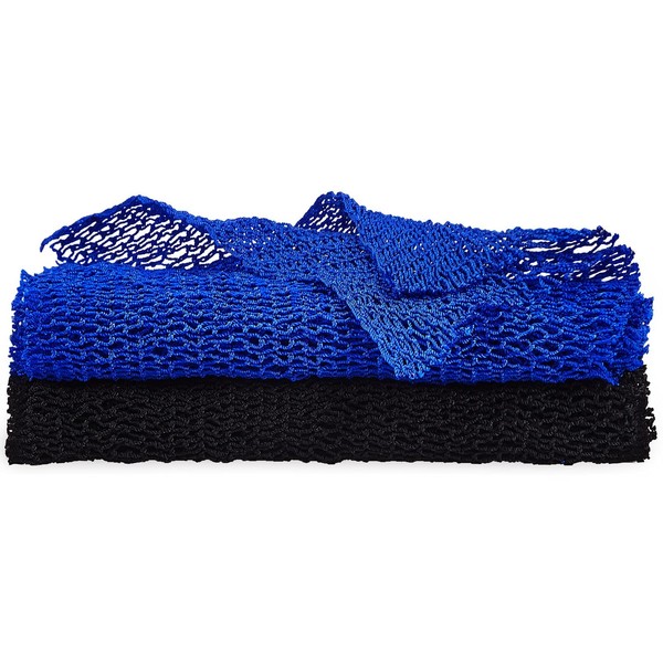 2 Pieces African Net Sponge Exfoliating Net African Body Scrubber Bath Rag Washcloth Towel Shower Body Back Scrubber Skin Smoother for Daily Use or Stocking Stuffer (Blue, Black)