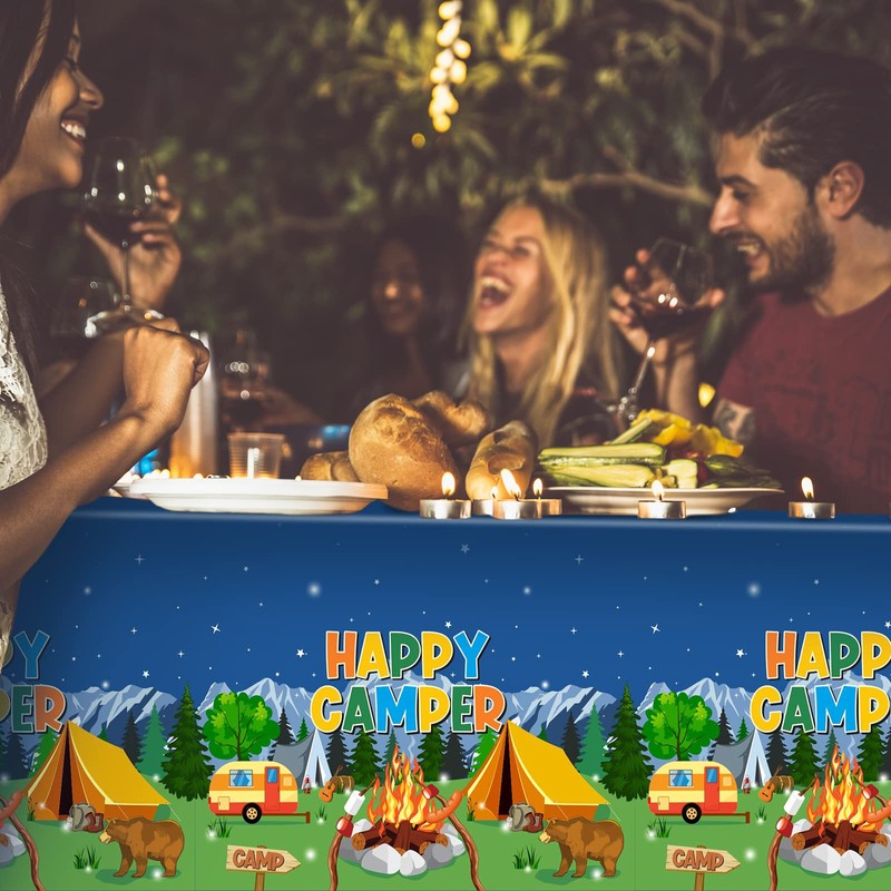 3 Pieces Camping Tablecloth Camping Party Table Cover Adventure Tablecloth