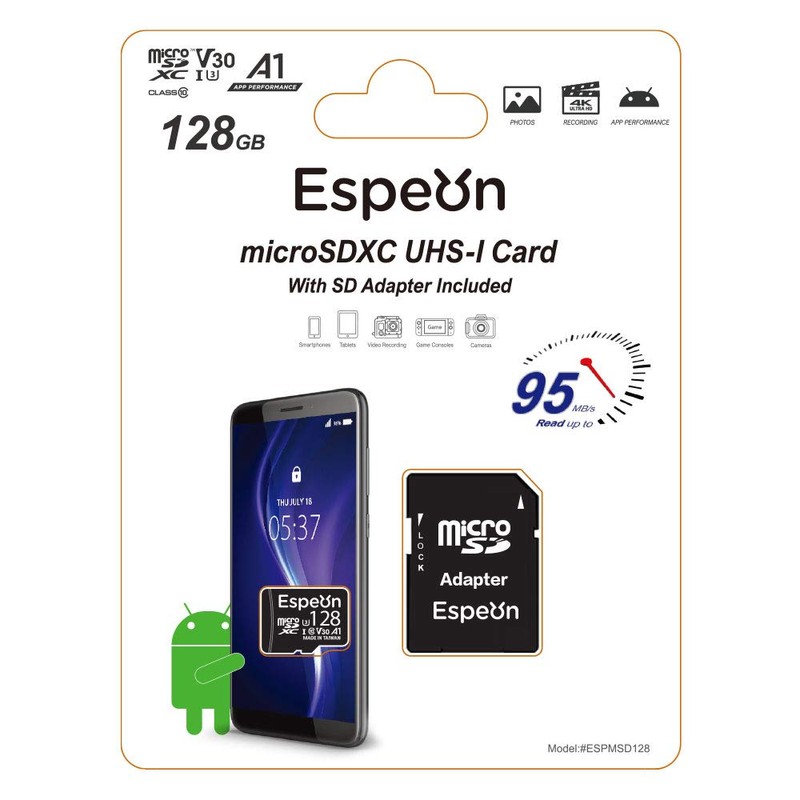 Espeon 128GB MicroSDXC Card UHS-I U3 A1 V30 4K Ultra