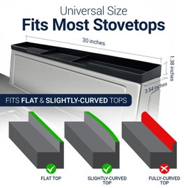 Silicone Magnetic Stove Shelf For Back Of Stove - Over The Stove Shelf, Magnetic Stove Top Shelf, Over The Stove Spice Rack, Oven Shelf For Top Of Stove, Heat Resistant, Includes 6 Extra Plates, Black