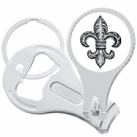 Black and White Fleur De Lis Nail Clippers Plus Bottle Opener Keychain
