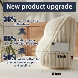 Rycwola Rycwola Faux Fur Headboard Pillow with 2 Pack Neck Roll Pillow Large Headboard Pillow Soft and Supportive with Removable Cover (Beige, Twin)