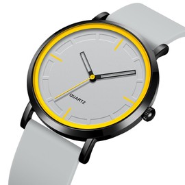 BESTKANG Lovers Watches Fashion Simple Women Men Watches Luxury Quartz Silicone Waterproof Unisex Wrist Watches (Gray)