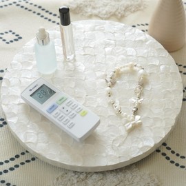 CHI AN HOME 12” Capiz Lazy Susan, Capiz Shell Inlay Spinning Tray, White Decorative Turntable for Dining Table & Kitchen, Elegant Lazy Susan Centerpiece for Countertop & Tabletop Mosaic Décor