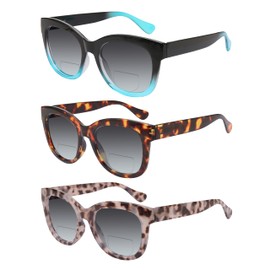 Dolarosey Bifocal Reading Glasses Sunglasses 3 Pack Oversized Spring Hinge Men & Women Vintage Reader (3.5)