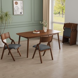 Ball & Cast Upholstered Folding Chairs Set of 2,with Padded Cushion and Solid Wood Frame for Dining Room and Office,Indoor and Outdoor Events,Dark Grey+Walnut