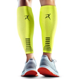Rymora Calf Compression Sleeves Men Women Shin Splints Running (Pair) (Neon Yellow) (L)