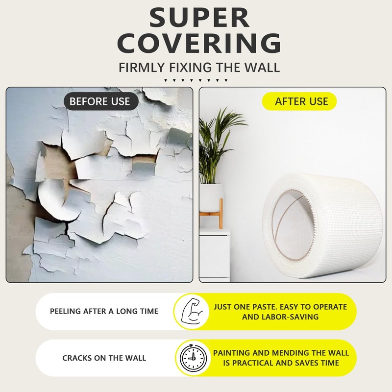 Hubaow 12" 100 Feet Drywall Joint Tape, Self-Adhesive Encrypted Fiberglass