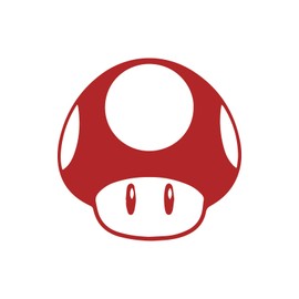 Mario Up Mushroom Sticker Vinyl Decal Notebook Car Window Laptop 4"x 4" (Red)