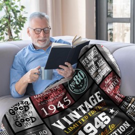 Sunhygge 80th Birthday Gifts for Men Blanket 60"x 50", Birthday Gifts for 80 Year Olds, 80 Year Old Man Gifts, 1945 Birthday Gifts for Men, Gifts for 80 Year Old Man's Birthday