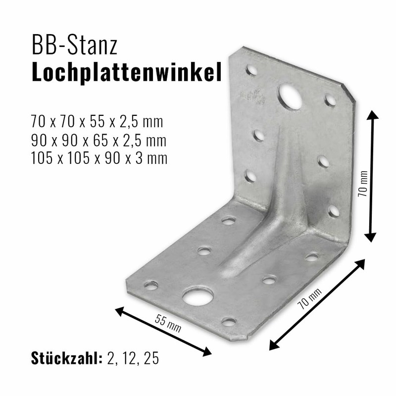 Winkelverbinder mit Steg 105X105X90Ce3mm, 25 Stück