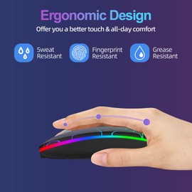 KARFUN Wireless Mouse,Portable Optical Wireless LED Mouse with USB and Type C Receiver,3 Adjustable DPI Wireless Computer Mouse for Mac Book,Laptop,Desktop,Windows,PC (Black) (Black)