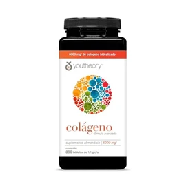 Youtheory Colágeno fórmula avanzada, piel, cabello y uñas mejoradas con vitamina C, 6 gramos de colágeno tipo 1, 2 y 3 con 18 aminoácidos, 390 tabletas