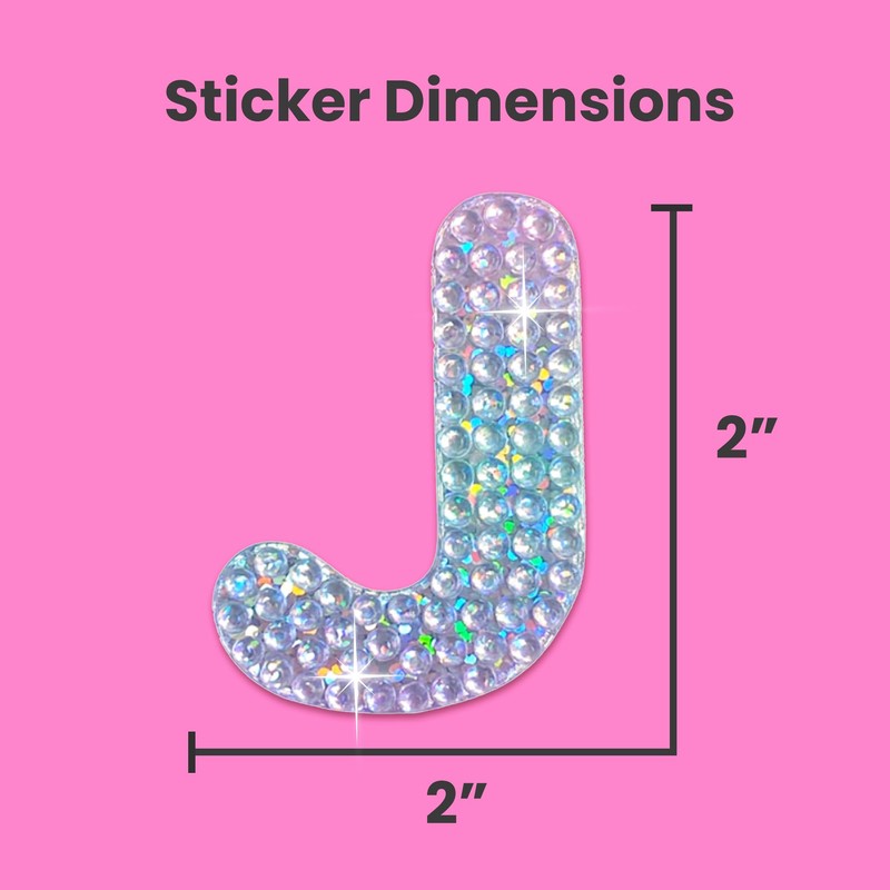 StickerBeans® Rhinestone Alphabet Letter Sticker J - Unique Sparkly Design