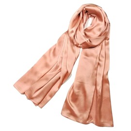 Shanlin Silk Feel Long Satin Patterned & Solid Color Scarves for Women in Gift Box (Solid Color: Chocolate)