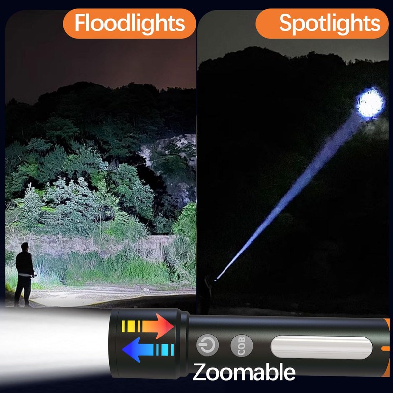 LARYEECHA Flashlights High Lumens Rechargeable,9 Modes, 20000 Lumen,Zoomable Powerful Tactical