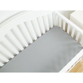 TILLYOU 2-Pack Solid Standard Fitted Crib Sheet Set for Boys or Girls, 100% Hypoallergenic Cotton Toddler Bed Mattress Sheets, Comfy & Gentle to Baby’s Sensitive Skin and Hair, White/Charcoal Gray