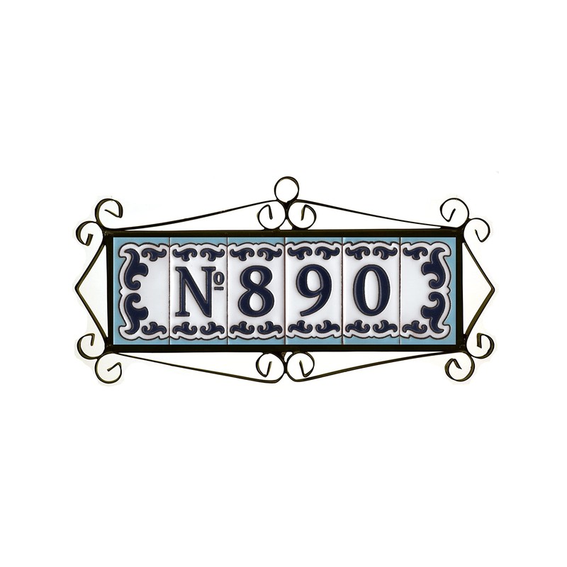 7.5cm x 3.7cm Medelo-02 Spanish Hand-Painted Ceramic House Numbers Letters