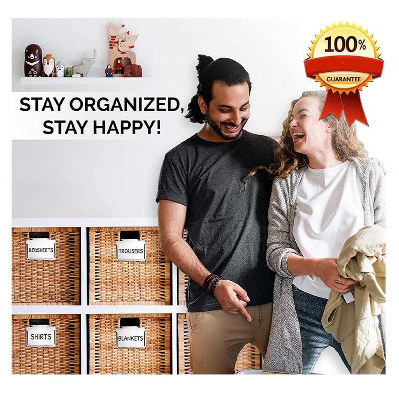 Kitchen Clip Label Holder,Metal Basket Labels Clip On Holders,Basket Labels