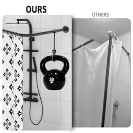 L Shaped Shower Curtain Rod, (29.9"-39.8"x29.9"-39.8") Adjustable Curved Shower Rod, 90 Degree Corner Shower Rods for Bathroom Bathtub Clothing Store Locker, locker rooms, fitting rooms, Black