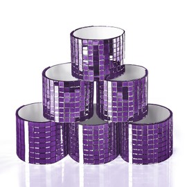 Art3dwallpanels 6 Pack Self Adhesive Glass Mirror Mosaic Disco Tiles Small Square Mirror Sticker for for DIY Disco Ball, Disco Cowboy Hat, Vase, Bottle, Interior Decoration, 2364 Pieces, Purple