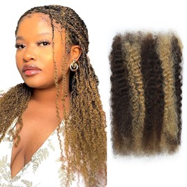 22 Inch Ombre Highlight Afro Kinkys Bulk Human Hair 100% 4C Human Hair for Dreadlock Extensions,Repair Locs,Mini Twists and Braids 100 Gram One Pack
