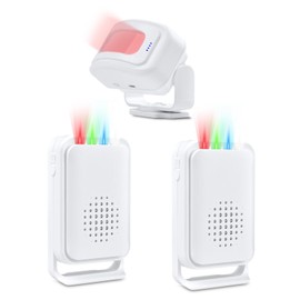 Door Alarm,NineLeaf Door Chimes When Door Opens,Motion Sensor,918ft Long Range,Anti-The,4-Color LED Light,17 Music 5 Volume Levels,Easy Installation,for Shops, Offices, Factories,2Receiver 1Sensors