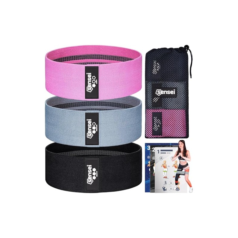 SENSEI Fitness Bands Set - 3 Elastic Fabric Training Bands