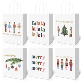 AnyDesign 18Pcs Nutcracker Gift Bags with Handle Watercolor Nutcracker Paper Bags Christmas Paper Gift Bags Xmas Treat Candy Goodie Bags for Xmas Party Favor Wedding Birthday, 5.9 x 8.3 x 3.1 Inch