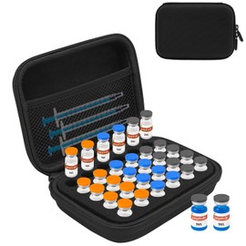 Estuche de péptidos de 3 ml, organizador de péptidos de 30 ranuras con bolsillo de malla, se adapta a botellas de 3 ml, estuche de almacenamiento de péptidos para nevera (solo bolsa)