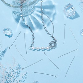 Pandahall 100pcs 50mm Stainless Steel Eyepins, Metal Jewelry Fittings, Pin: 0.6mm, Hole: 2mm