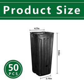 RunNico 50pcs Plastic Deep Plant Nursery Pots, 9.8”Tall Tree Pots,Black Deep Seedling Container Pots with Drainage Holes for Indoor Outdoor Gardening (4.7" Wx9.8 H)