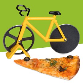 Pizza Cutter in Bicycle Design Yellow / Black 18 x 12 x 3 cm Stainless Steel Pizza Roller for Pizza Calzone Tarte Flambée