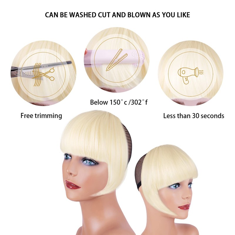 XRACEPHOL Blonde Bangs Clip in Thick Natural Full Front Neat
