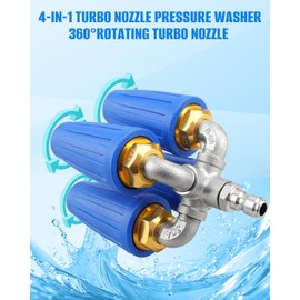 ULXIOM 4-in-1 Pressure Washer Turbo Nozzle, 1/4" Quick Connector, 360 Rotating, 2.5 Orifice Twin, 4000 PSI