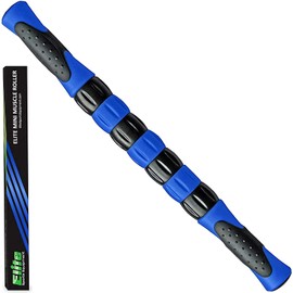 Elite Massage Roller Stick Targets Sore, Tight Leg Muscles to Prevent Cramps and Release Tension. It's Sturdy, Lightweight, Smooth Rolling and Thankfully This Lifesaver has Comfortable Handles.Blue