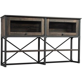 Sauder Steel River Engineered Wood Large Hutch in Carbon Oak Finish