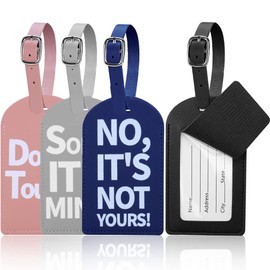 4 Pcs Luggage Tags, Suitcase Tags with Address Label, Travel Suitcase Tags, Name Plate ID Label for Business Trip, Air Travel, Couples, Weddig Travel Gift