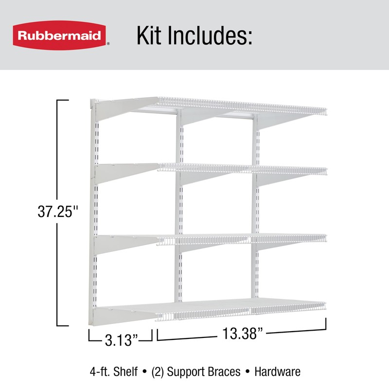 Rubbermaid 36" Pantry Organization Shelf System Direct Wall Mount 4