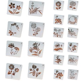 Samcos Drawing Template Stencil Sheet, Set of 20, Openwork Carving, Floral Pattern, Reusable, Stencil Plates, DIY Notebook, Drawing Tools, Suitable for All Ages, Postcards, Letters, Drawings