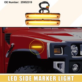 A ABSOPRO LED Side Marker Light 25952319 Front Turn Signal Lights Fender Sidemarker Lamps for Hummer H2 2003-2009 Clear Lens Amber LED Light 1 Pair
