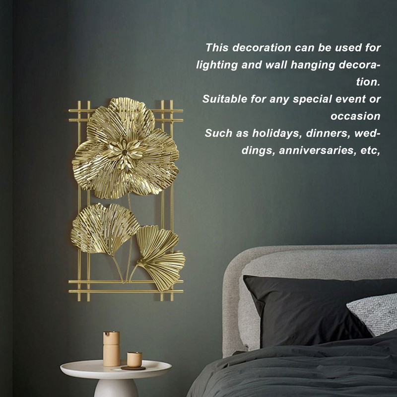 Ginkgo Leaf Wall Hanging Decor Metal Iron 3D Golden Ginkgo