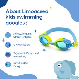 Limoacsea Swim Goggles,Youth Swimming Goggles Anti-UV Anti-Fog No Leaking Yellow and Red