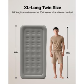 iDOO Twin XL Air Mattress Built in Pump, Upgraded Inflatable Blow up Mattress, 2-Min Twin Size Air Mattress for Home Guest, 80'' Extra Long Air Bed with Carry Bag, Colchon Inflable