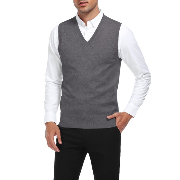 AIYINO Men's Sleeveless Jumpers Tank Top V Neck Sweater Vest