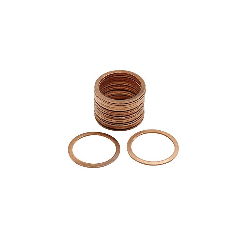 sourcing map Pack of 20 Copper Discs Flat Sealing Rings