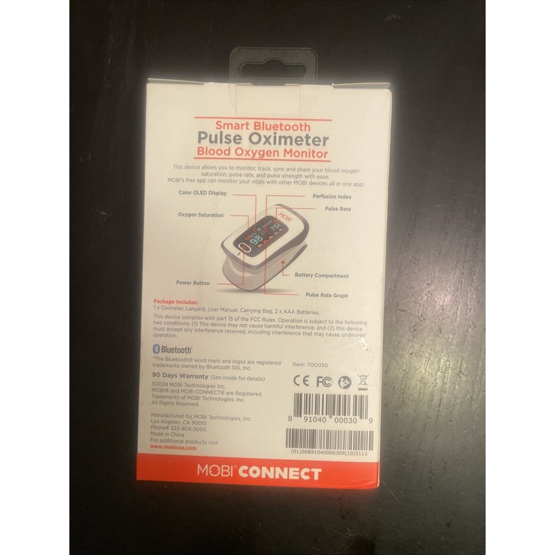 MOBI CONNECT Smart OLED Bluetooth Pulse Oximeter Blood Oxygen Monitor